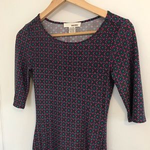 60’s Geometric Print Midi Bodycon Dress